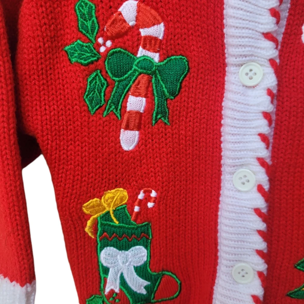 Pride N Joy Vintage Christmas Cardigan Sweater Red Size 18 Months